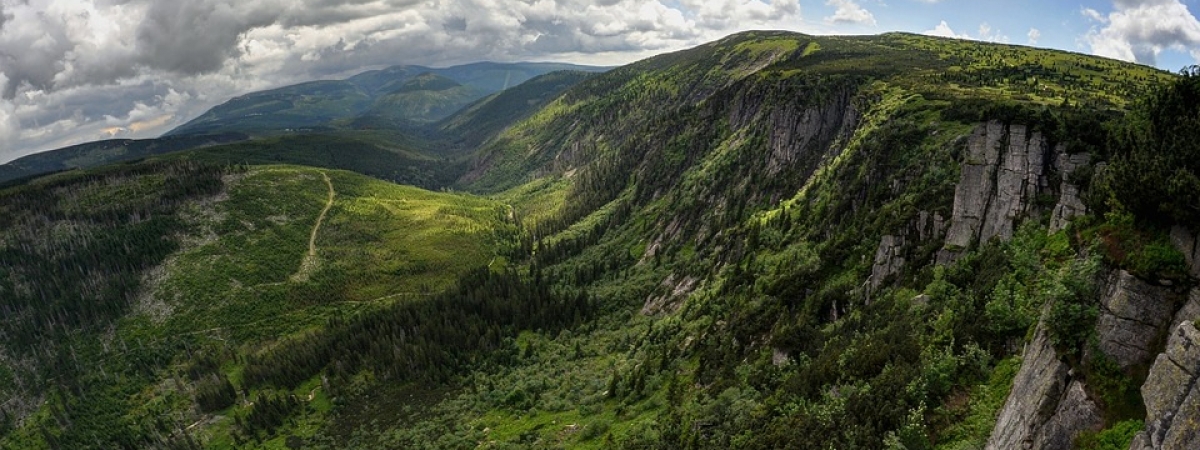 a green mountain in Czech Republic