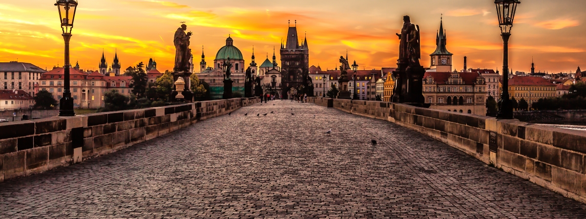 a bridge in Prague at sunrise